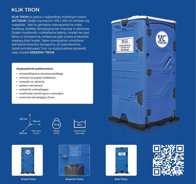 Kontener biurowy sanitarny wynajem na budowę toaleta przenośna WC