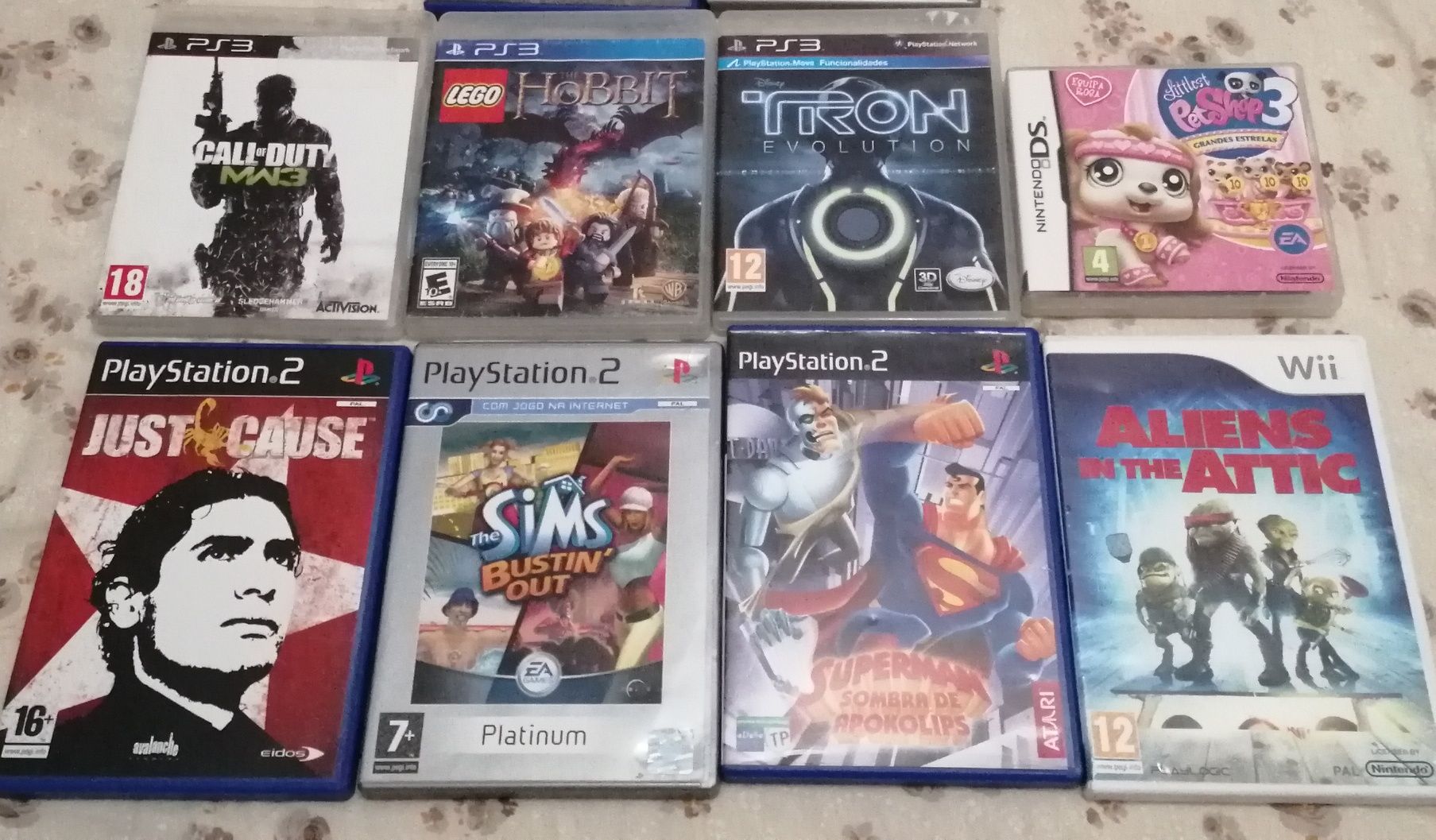 8 Jogos PS2/PS3/DS/Wii (Sem Manuais)