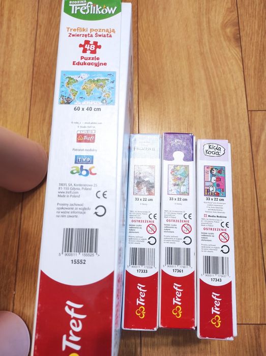 Puzzle 4+, Frozen II, Princess, kicia kocia, mapa świata