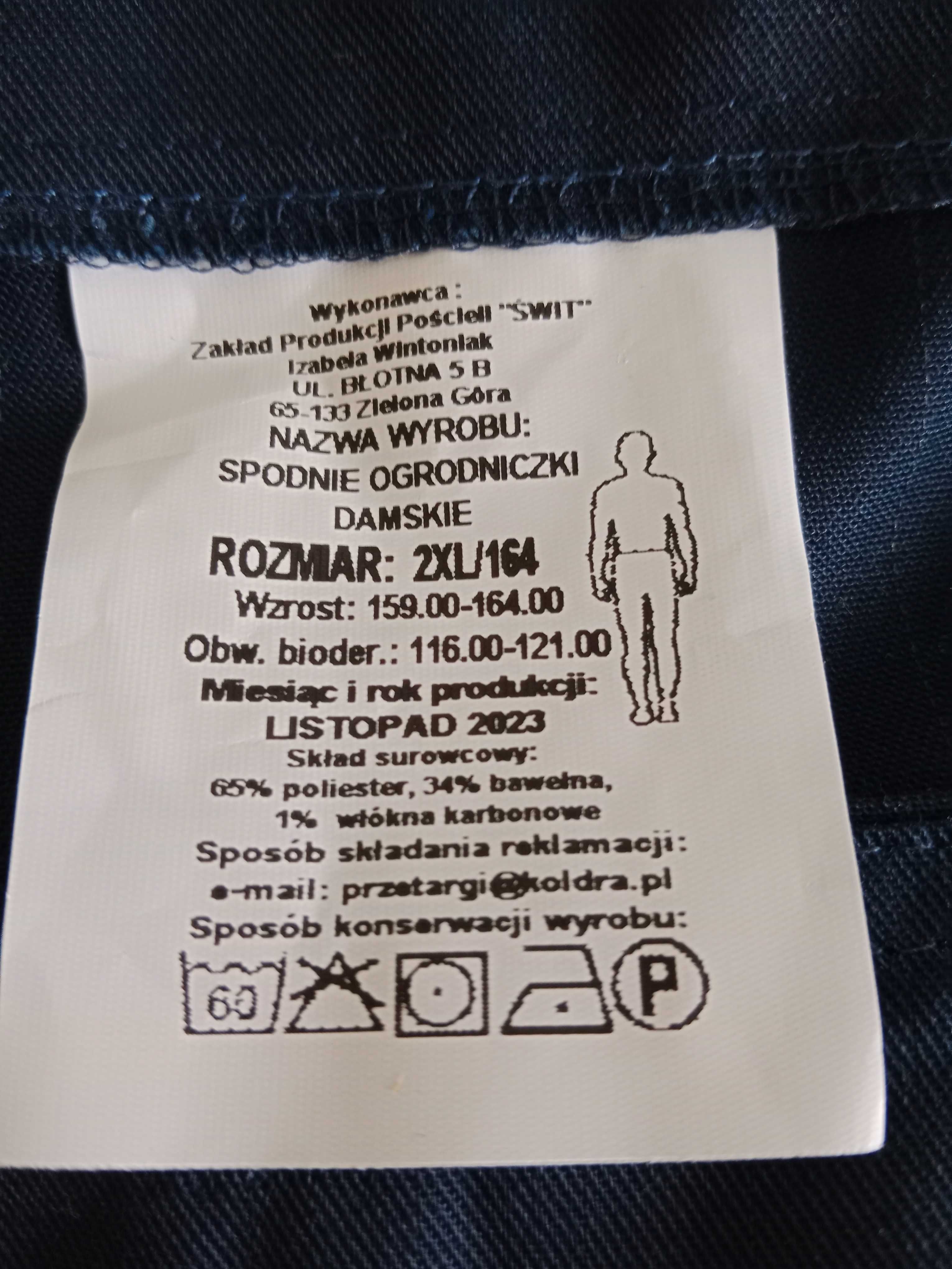 nowe spodnie ogrodniczki XXL/164