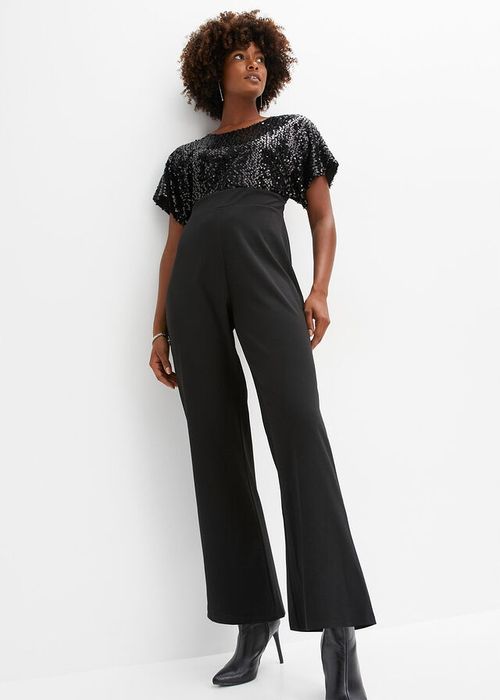 B.P.C elegancki kombinezon z cekinami czarny 36/38.