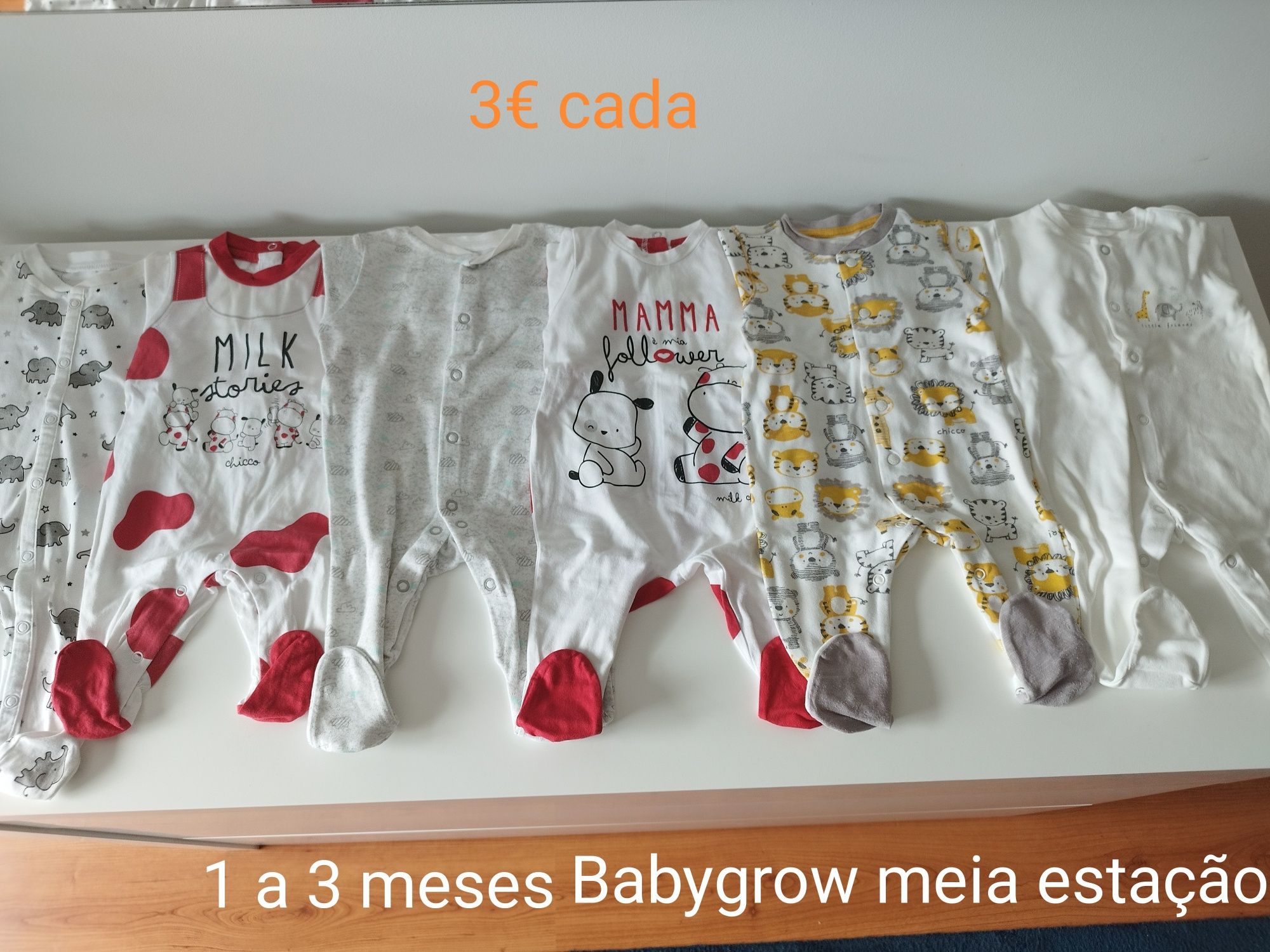 Babygrow, Casacos, Bodies Manga Comprida e Meias 1-3 meses