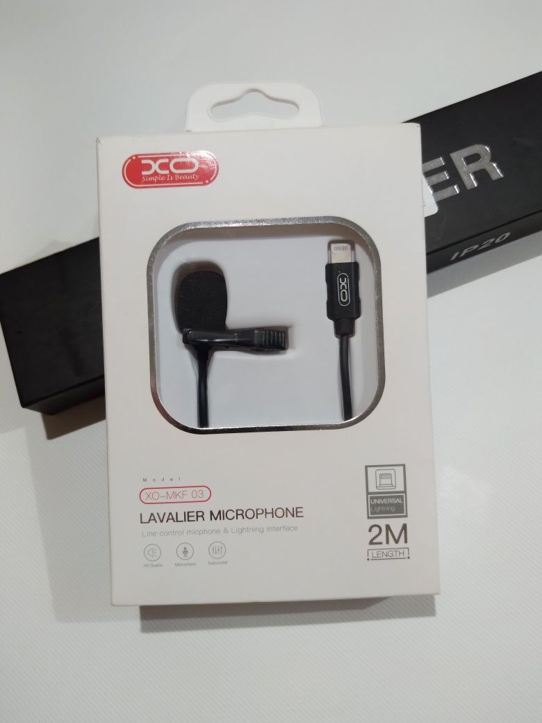 Петличний мікрофон XO MKF03 Lightning (2m) black