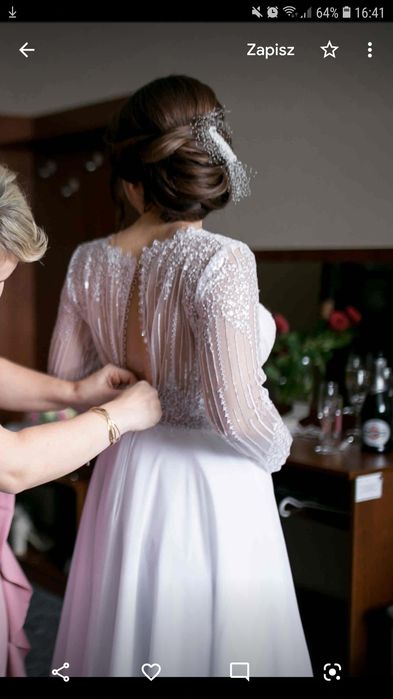Suknia ślubna r. 38 długi rękaw PIĘKNA