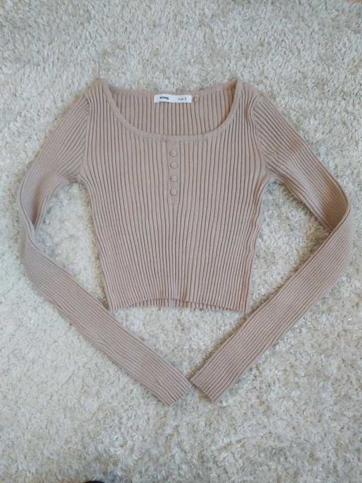 Beżowy sweterek crop top S 36 Sinsay