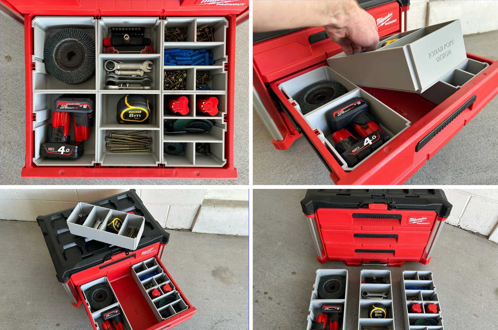 Вставка органайзер в MILWAUKEE PACKOUT 2/3-Drawer Tool Box M12/M18