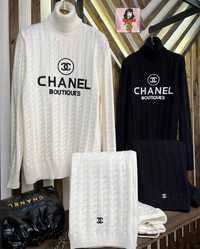 PREMIUM WINTER SALE -40% Вязаный костюм CHANEL 2024 черный белый s-xl