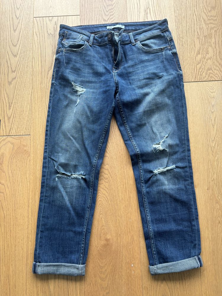 Spodnie jeansy Zara 7/8 z przetarciami M