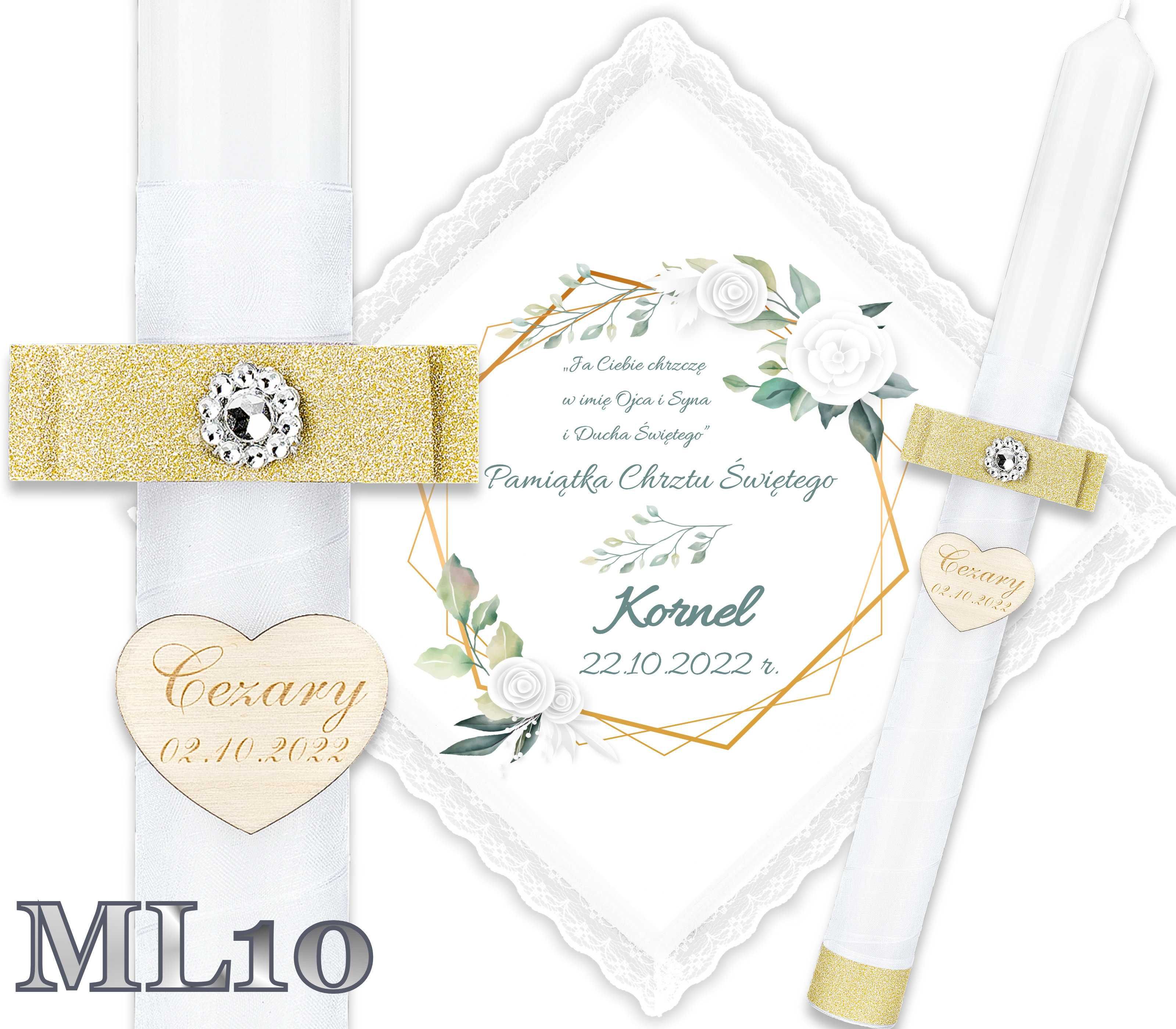 Szatka i Świeca do chrztu gromnica Glamour Chrzest Ametyst ML