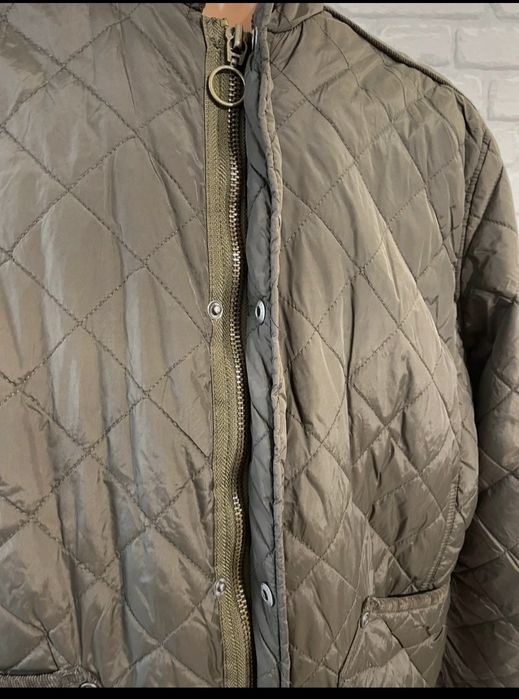 Męska oliwkowa khaki pikowana kurtka przejściowa bawełna NEXT r. XXL