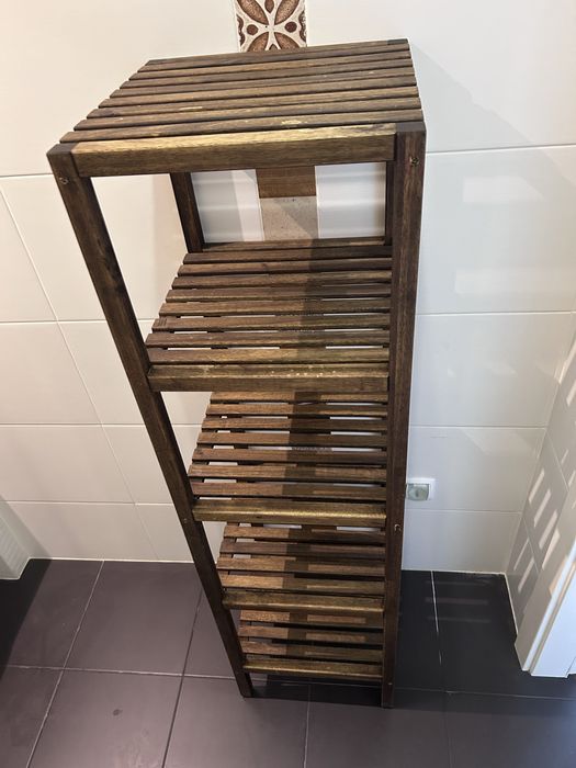Estante movel alto madeira ripas 6 prateleiras iKEA