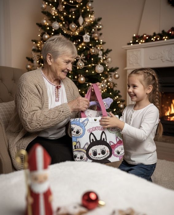 Labubu oryginalny nowy zestaw set na prezent opaska zegarek kokardka