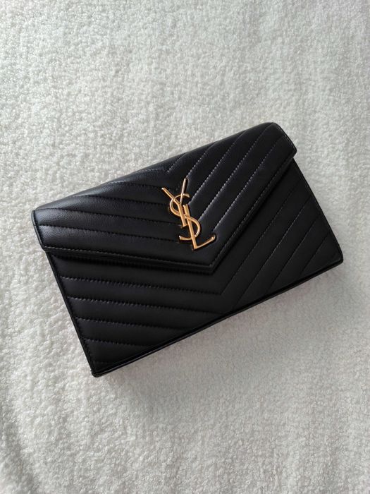 Kopertówka Ysl czarna skóra naturalna