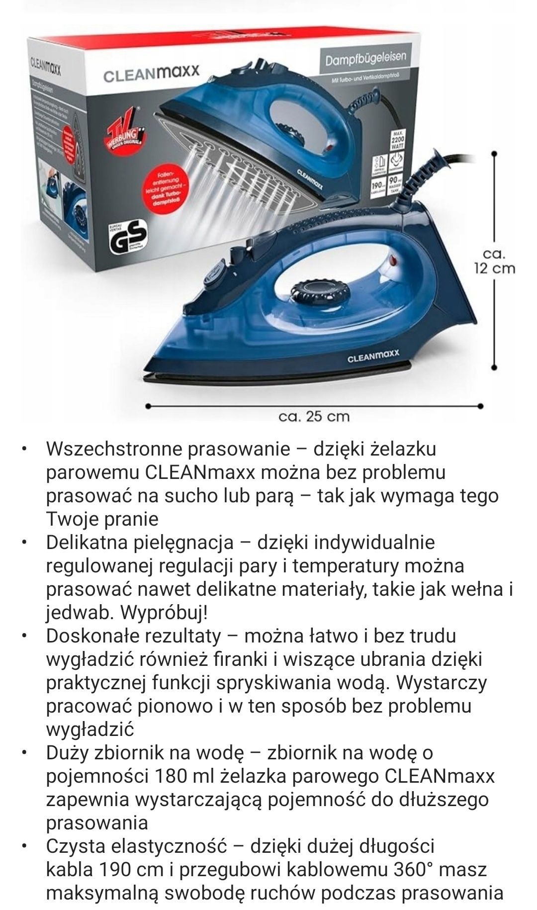 Żelazko parowe 2200W