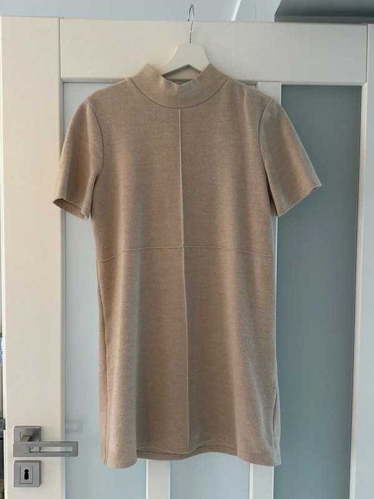 Zara sukienka mini M beżowa nude