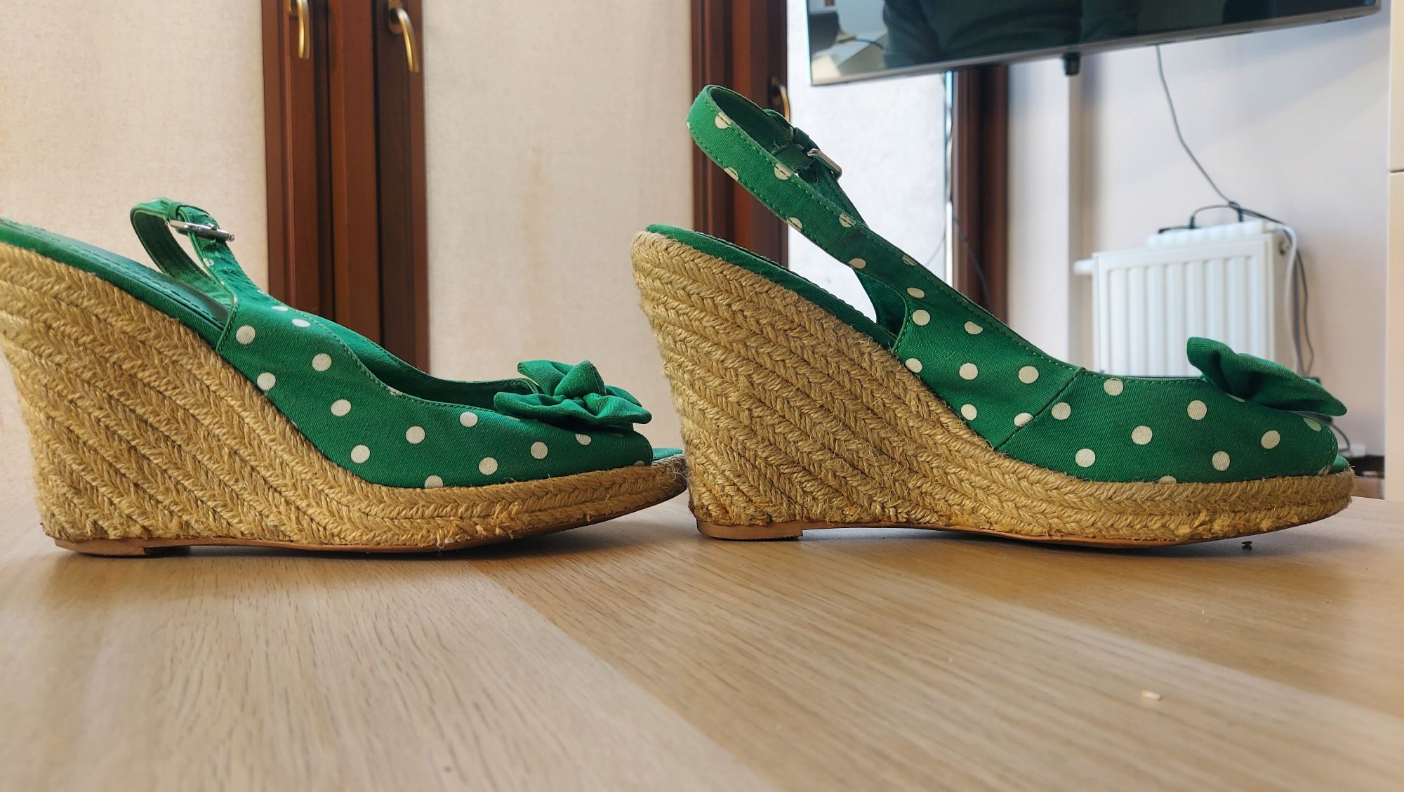 Sandały na koturnie espadryle koturny zara 39 w grochy pinup