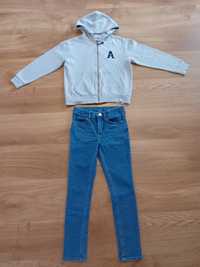 Zestaw bluza ze Smyka i spodnie jeansy H&M rozmiar  134