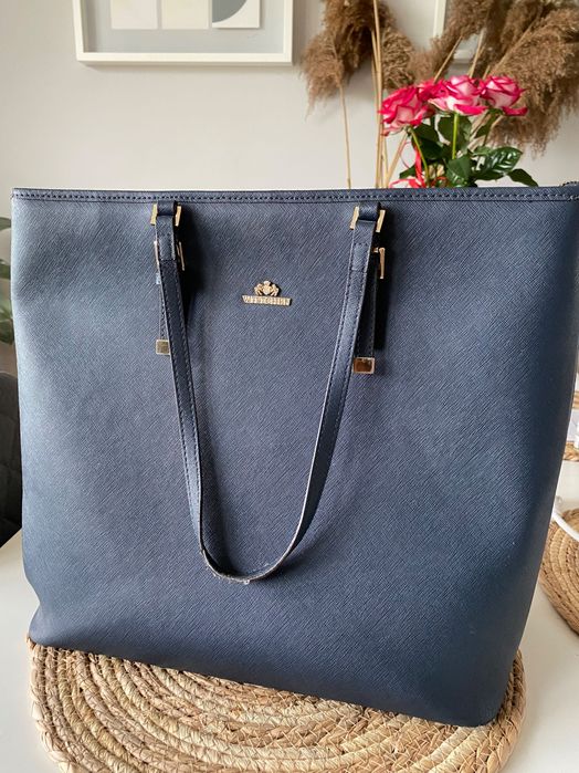 Torba torebka wittchen shopper bag skóra saffiano granatowa duża