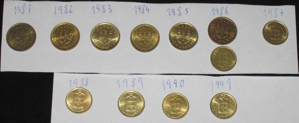 Série Moedas de 1 escudo 1$ 1981 a 1991