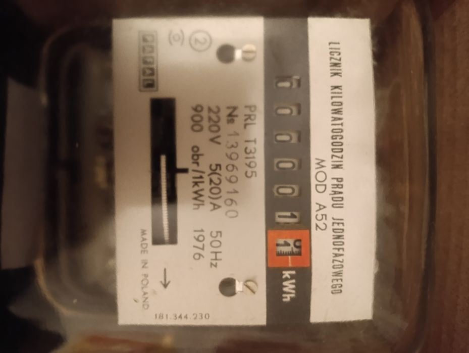 Nowy Licznik prądu 1 fazowy PRL MOD A52