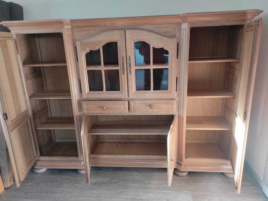 Bardzo ładny kredens dębowy lity dąb witryna dębowa biblioteka gabinet