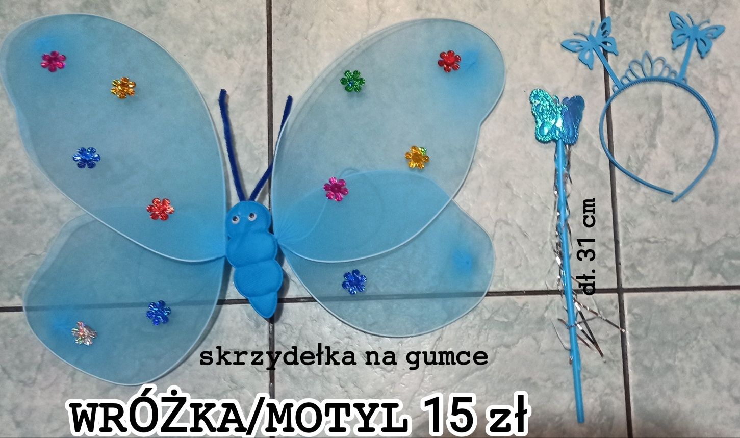 Dodatki do stroju motyla, wróżki niebieskie.
