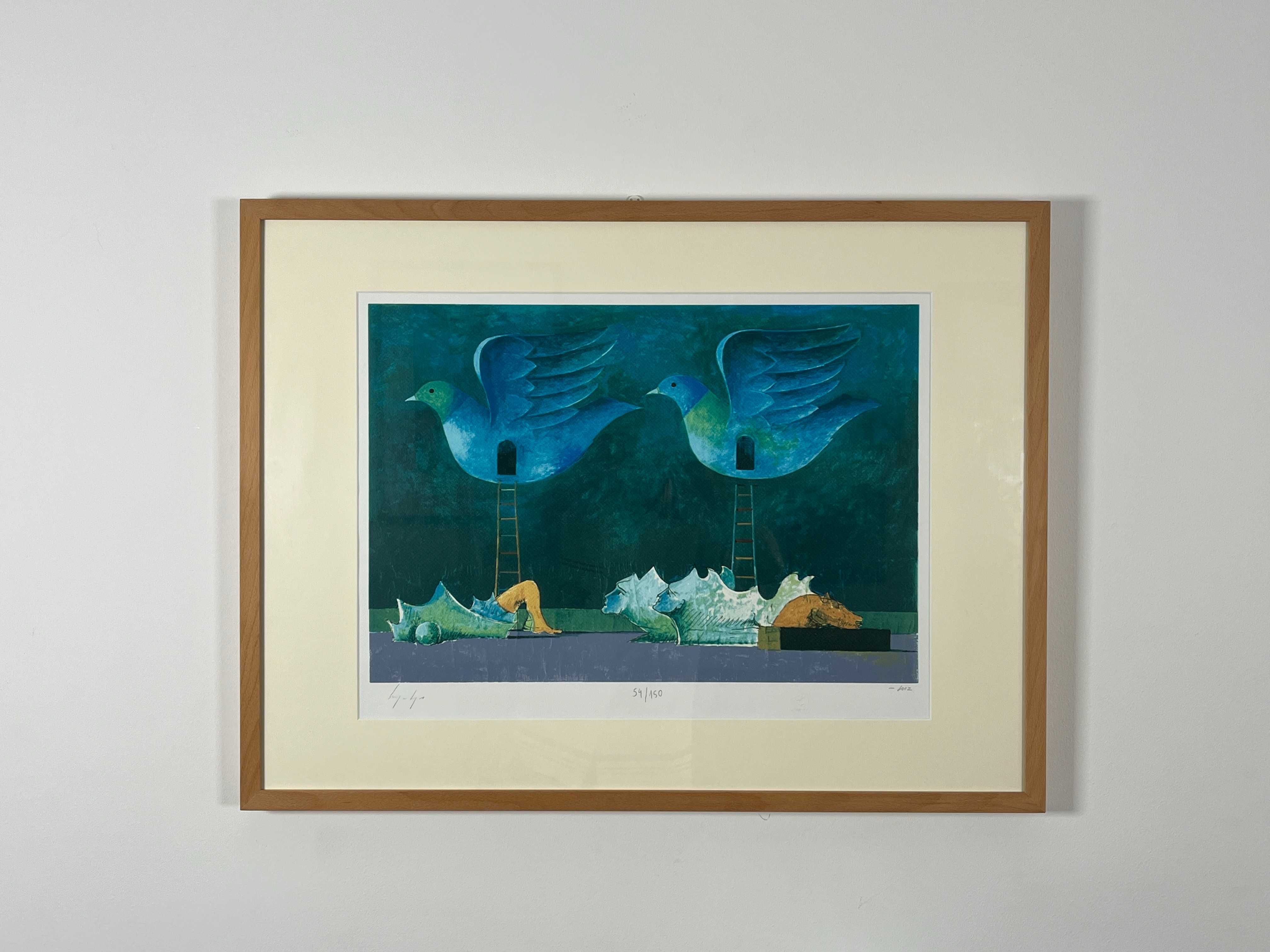 Serigrafia Cruzeiro Seixas e Alfredo Luz Emoldurada 83 x 63 cm
