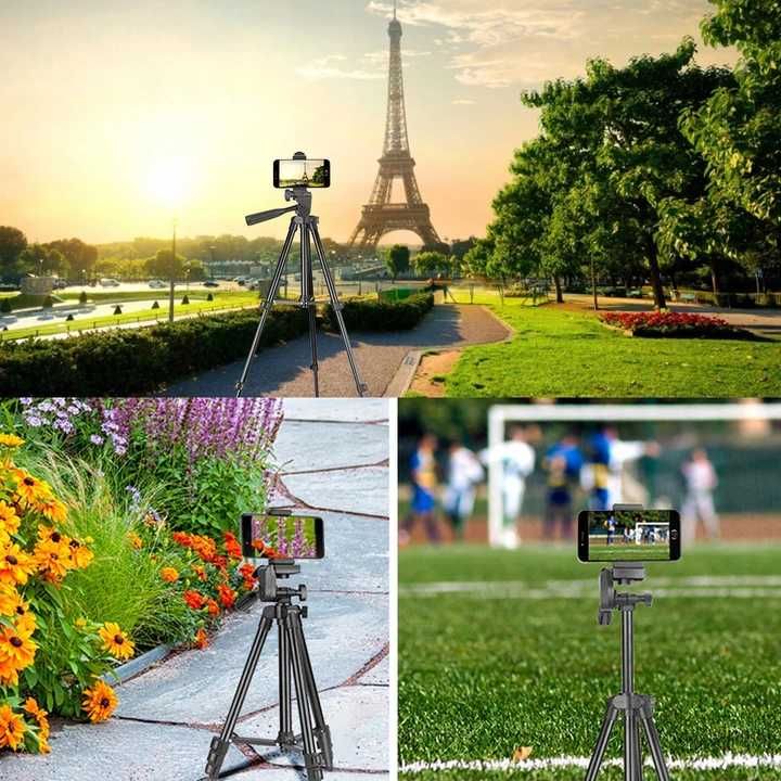 STATYW NA APARAT telefon stojak tripod 103cm uchwyt do zdjęć z pilotem