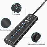 Aktywny koncentrator USB C z zasilaczem, RSHTECH 7-portowy POWYSTAWOWY