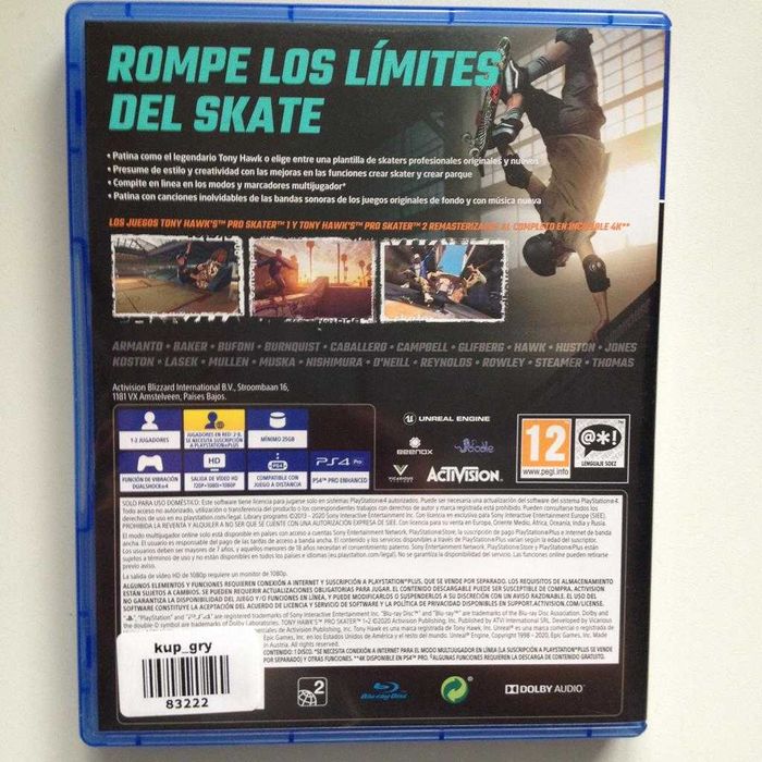 Tony Hawk's Pro Skater 1+2 PlayStation 4 PS4 multi Sklep W-wa Ursynów