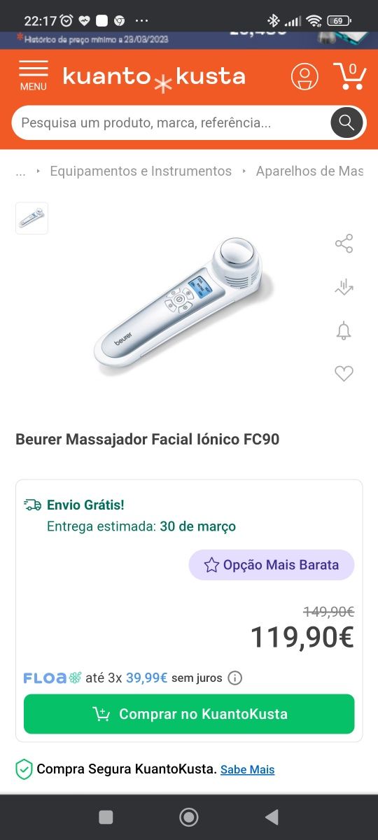 Massajador facial iónico