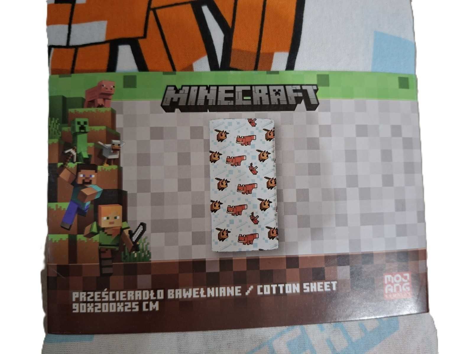 Prześcieradło bawełna MINECRAFT 90x200 nowe