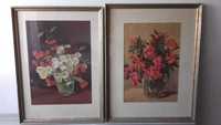 dois quadros com flores, antigos