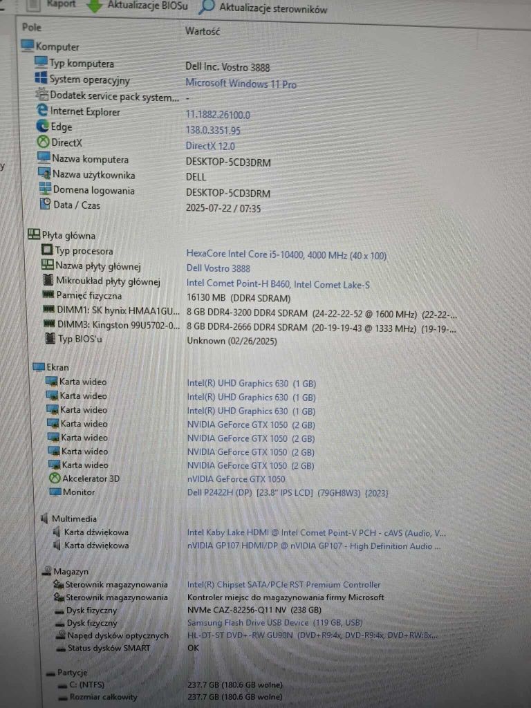 Komputer Dell Vostro 3888 i5 16gb ssd GTX 1050 2gb
Dell Vostro 3888
Ob