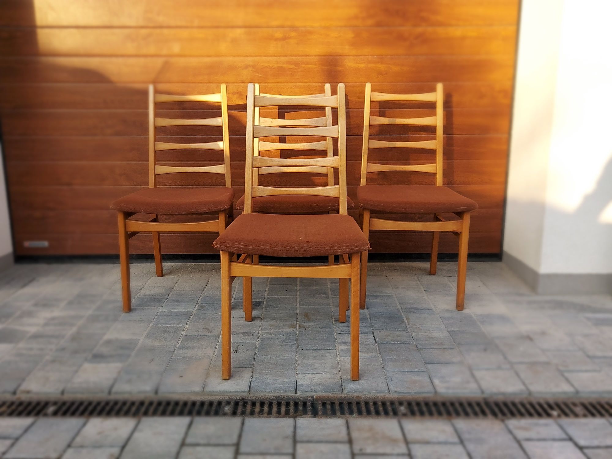 Krzesla Vintage Drewniane do Jadalni Kuchni Lata 70 Design Retro PRL