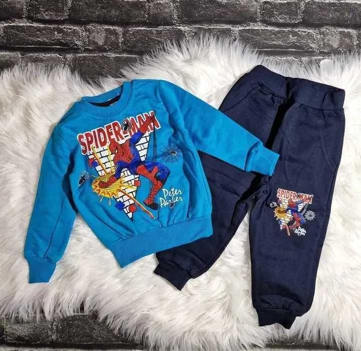 Komplet dres dla chłopca bluza + spodnie Spiderman niebieski 74/80