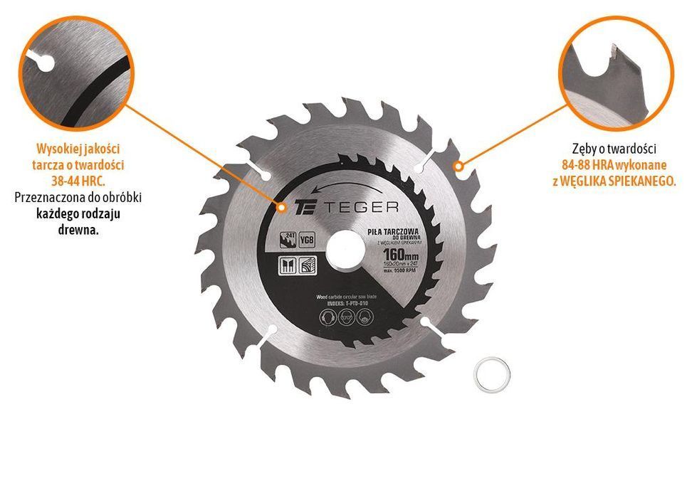 Piła tarczowa do drewna z węglikiem spiekanym 160x20x24T / TEGER