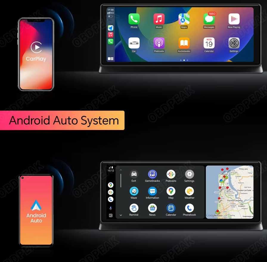 Rejestrator 11,3” 2-kamery Android Auto CarPlay nawigacja