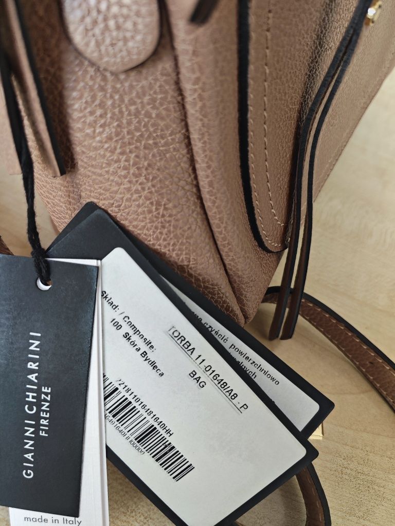 Gianni chiarini skóra naturalna bydlęca brudny róż brązowy plecak