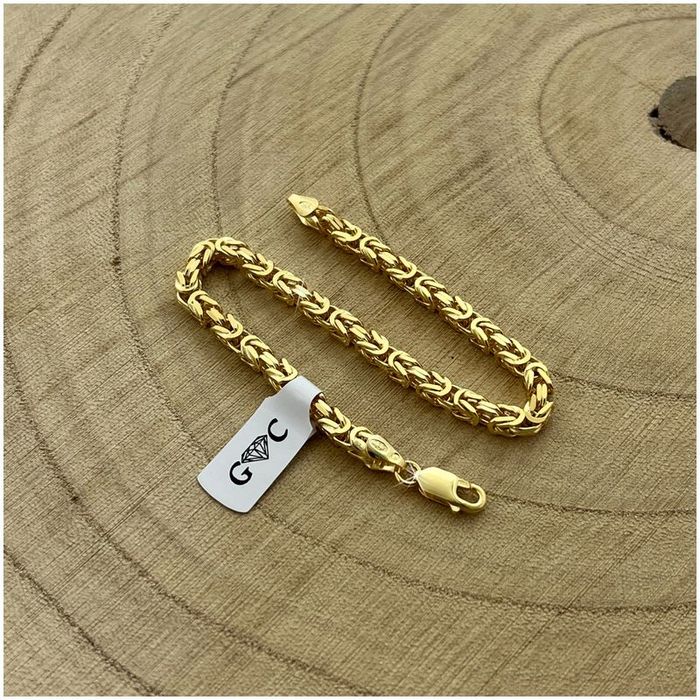 Złota Bransoletka Męska 925/585 Srebro Splot Królewski 21cm/3,5mm + Gr