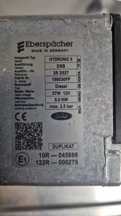 Nowe Ogrzewanie wodne Hydronic II D5S 12V 5KW Ford Transit Custom