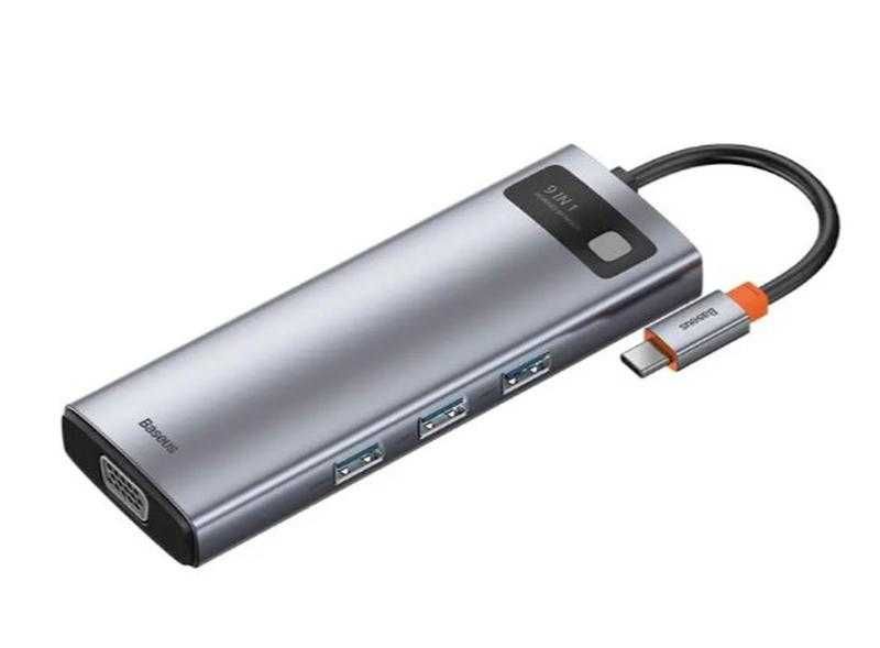 Baseus hub 9in1 Хаб адаптер 9в1 Type-C USB3.0 60Hz HDMI RJ45 VGA PD SD