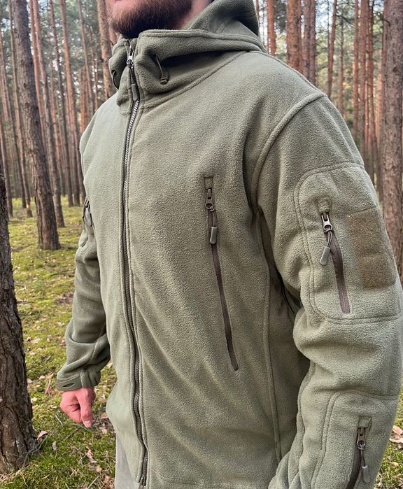 Флісова кофта військова з капюшоном олива фліска  флисовая флиска с