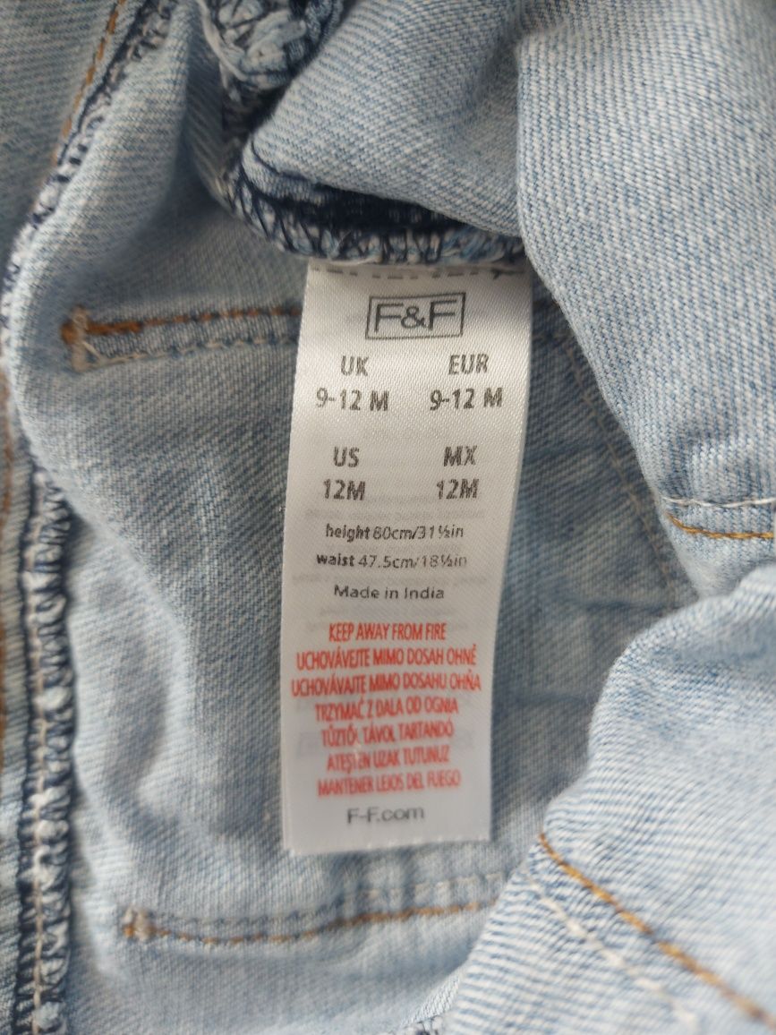 Ogrodniczki jeansowe F&F spodnie dżinsowe  r. 80