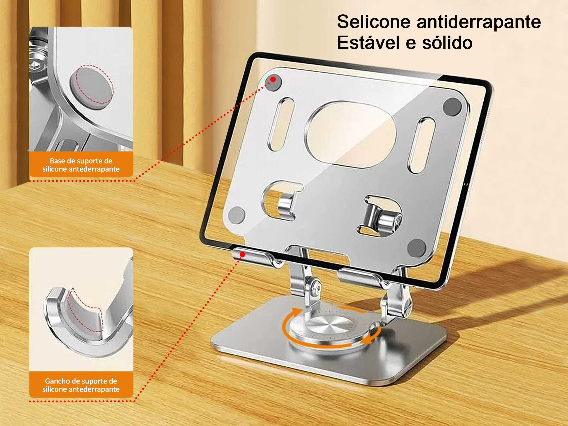 Suporte base rotativo 360° de alumínio p/ Portáteis, Notebook, Tablets