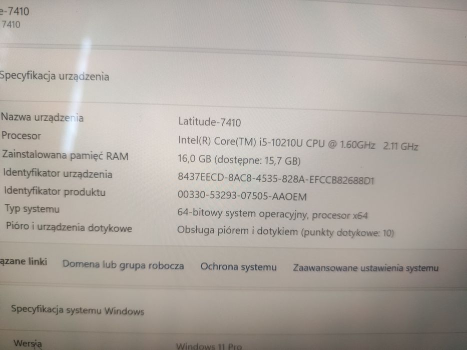 Laptop i Tablet 2w1 Dell Latitude 7410 14" i5-10gen 16GB/512SSD Win11