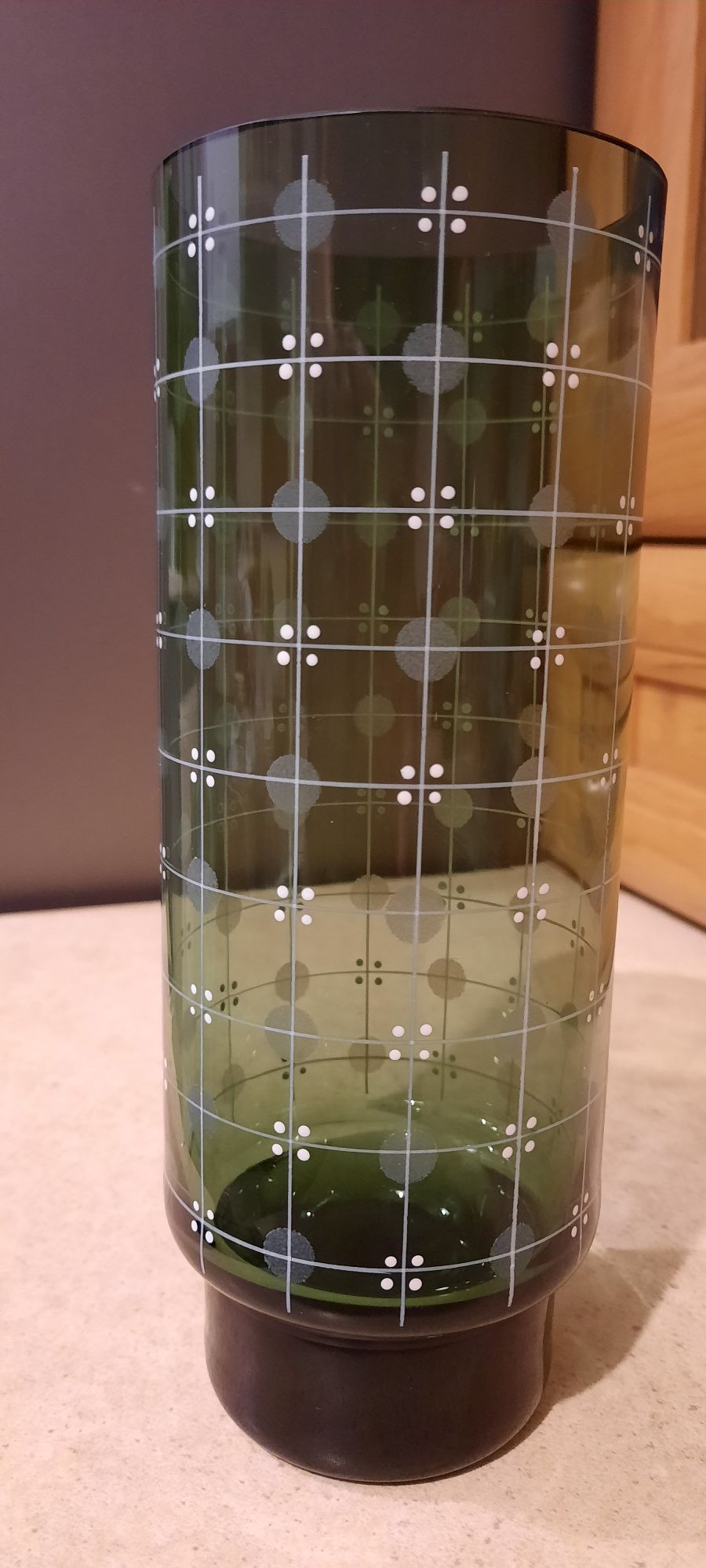 Zielony szklany wazon PRL