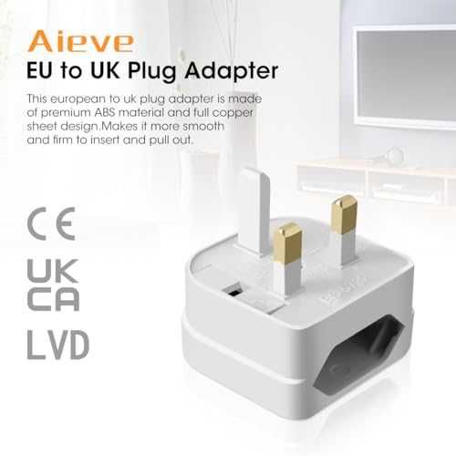 Adapter wtyczki europejskiej do brytyjskiej Aieve 3 szt.