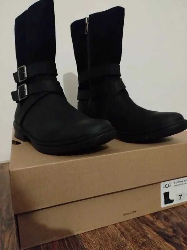 NOWE UGG Lorna Waterproof Bootie Black Suede Leather