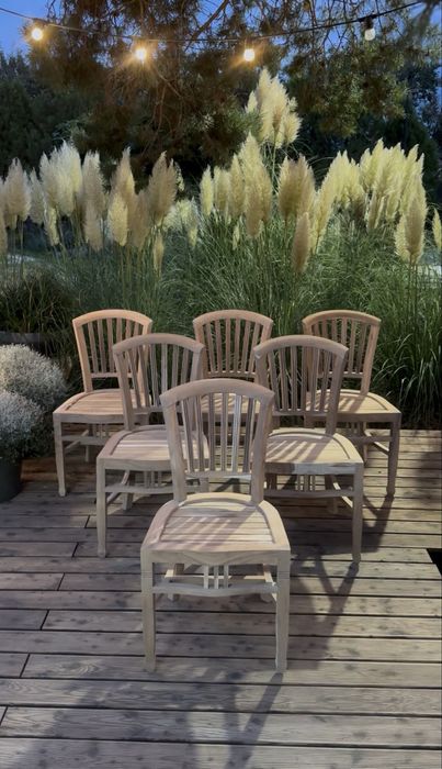 Komplet krzeseł z drewna teak , sześć sztuk
